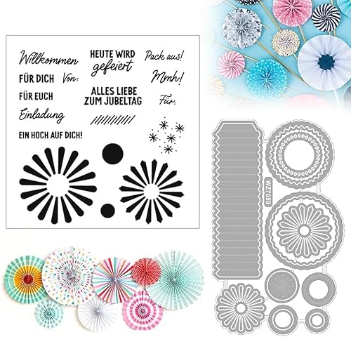 Stanzschablonen Neuheiten, Stempel und Stanzen Set, Stanzformen Stempel, Stanzschablonen Set, für DIY Geburtstage Scrapbooking Kunst Handwerk Supplies Stamping für Einladungskarten, Deutsche Fassung von Lwtsrp