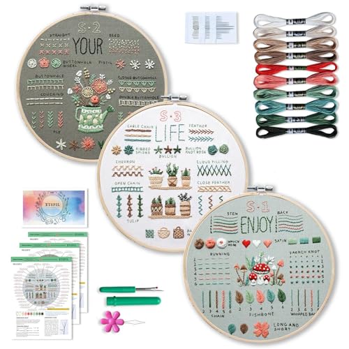 Stickset für Anfänger, Blumenmuster Pflanzen Stickset für Erwachsene Embroidery Kit, Stickerei Set, Stick und Poke Set Stickbilder, Sticken Kunsthandwerk, Kreuzstich Set für DIY Kunst, Handwerk von Lwtsrp