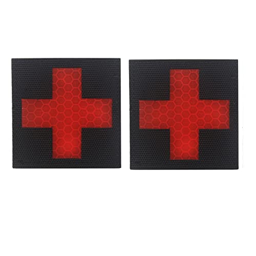 Reflektierendes Kreuz Patch, taktische MED Medic EMS EMT Patch Militär Moral Kampf Armband Abzeichen Haken und Schleife Erste Hilfe dekorative Applikationen für Rucksack Tasche Hut Kleidung Jacken von Lxgoupup