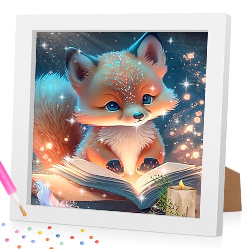 Lxmsja 5D DIY Diamond Art Painting Erwachsene Set mit Rahmen, Fuchs Diamant Painting Bilder Erwachsene Kinder, DIY Mosaikherstellung Diamant Bilder Arts Craft für Home Wand Decor 18x18cm von Lxmsja