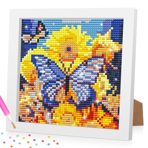 Lxmsja 5D DIY Diamond Art Painting Erwachsene Set mit Rahmen, Schmetterling Diamant Painting Bilder Erwachsene Kinder, DIY Mosaikherstellung Diamant Bilder Arts Craft für Home Wand Decor 18x18cm von Lxmsja