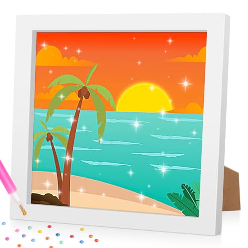 Lxmsja 5D DIY Diamond Art Painting Erwachsene Set mit Rahmen, Sonnenaufgang Diamant Painting Bilder Erwachsene Kinder, DIY Mosaikherstellung Diamant Bilder Arts Craft für Home Wand Decor 18x18cm von Lxmsja