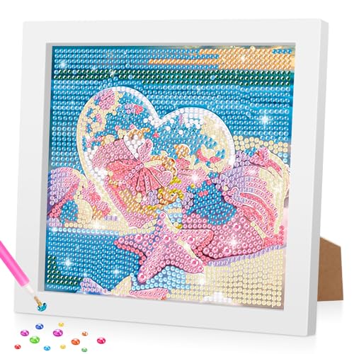 Lxmsja 5D DIY Diamond Art Painting Erwachsene Set mit Rahmen, Strand Diamant Painting Bilder Erwachsene Kinder, DIY Mosaikherstellung Diamant Bilder Arts Craft für Home Wand Decor 18x18cm von Lxmsja