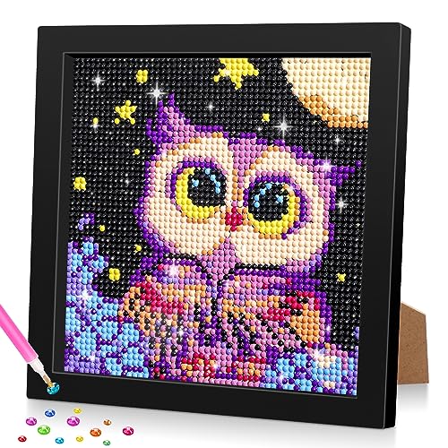 Lxmsja 5D DIY Diamond Painting Kinder Eule Tiere, Diamant Painting Bilder Kinder Erwachsene, Diamond Painting Mädchen mit Rahmen, Mädchen Geschenke 4-13 Jahre, Arts Craft für Home Wand Decor von Lxmsja