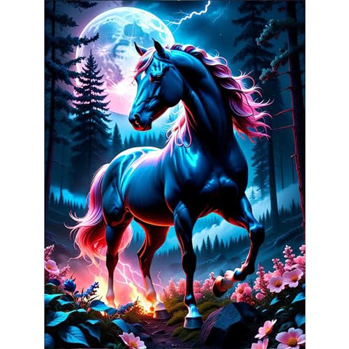 Lxmsja 5D Diamond Painting Pferd, Diamond Painting Tiere Erwachsene Kinder, Diamant Painting Bilder, Full DIY Diamant Kunst Malerei Stickerei Set Kreuzstich Bilder Home Wand Dekor 30x40cm von Lxmsja