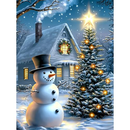 Lxmsja 5D Diamond Painting Weihnachten, Diamond Painting Schneemann Erwachsene, Diamant Painting Bilder, Full DIY Diamant Kunst Malerei Stickerei Set Kreuzstich Bilder Home Wand Dekor 30x40cm von Lxmsja