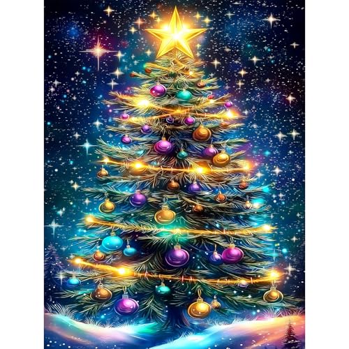 Lxmsja 5D Diamond Painting Weihnachten, Diamond Painting Weihnachtsbaum Erwachsene, Diamant Painting Bilder, Full DIY Diamant Kunst Malerei Stickerei Set Kreuzstich Bilder Home Wand Dekor 30x40cm von Lxmsja