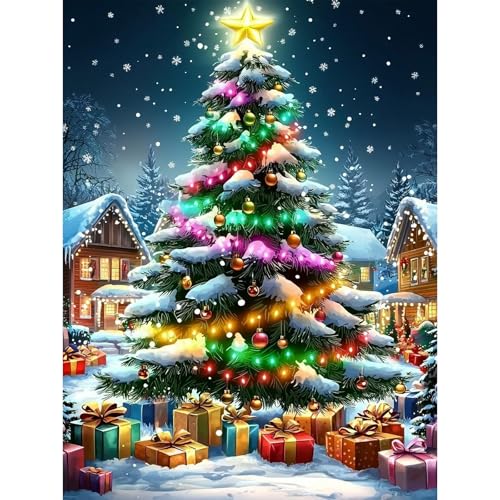 Lxmsja 5D Diamond Painting Weihnachten, Diamond Painting Weihnachtsbaum Erwachsene, Diamant Painting Bilder, Full DIY Diamant Kunst Malerei Stickerei Set Kreuzstich Bilder Home Wand Dekor 30x40cm von Lxmsja