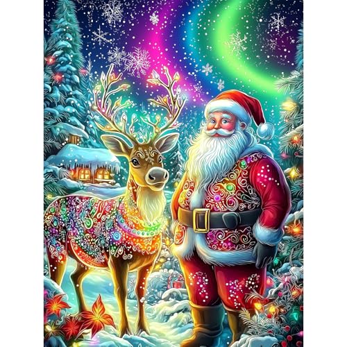 Lxmsja 5D Diamond Painting Weihnachten, Diamond Painting Weihnachtsmann Erwachsene, Diamant Painting Bilder, Full DIY Diamant Kunst Malerei Stickerei Set Kreuzstich Bilder Home Wand Dekor 30x40cm von Lxmsja