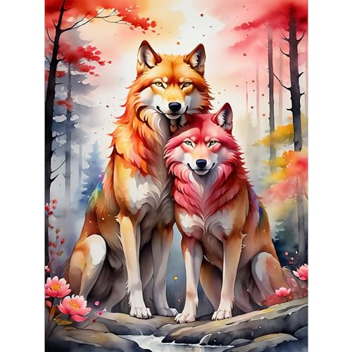 Lxmsja 5D Diamond Painting Wolf, Diamond Painting Tiere Erwachsene Kinder, Diamant Painting Bilder, Full DIY Diamant Kunst Malerei Stickerei Set Kreuzstich Bilder Home Wand Dekor 30x40cm von Lxmsja