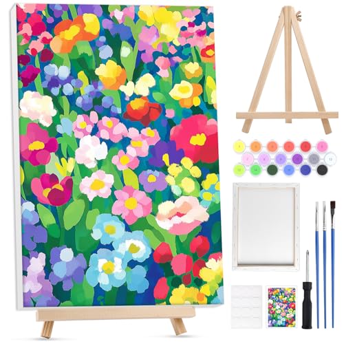 Lxmsja Malen Nach Zahlen Erwachsene Kinder mit Rahmen, Malen Nach Zahlen Blume mit Holzstaffelei, Diy Set Erwachsene mit Pinseln und Acrylfarben Handgemalt Ölgemälde Leinwand für Home Décor, 20x30cm von Lxmsja