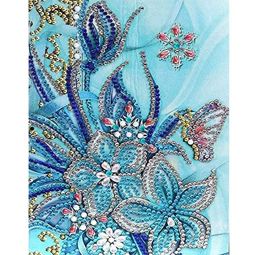 lxmydm Diamond Painting für Erwachsene – Blaue Blumen, digitale DIY-Malerei, hochwertige Diamanten und knitterfeste HD-Leinwand, geeignet für Dekoration und Geschenk (30×40cm) von lxmydm