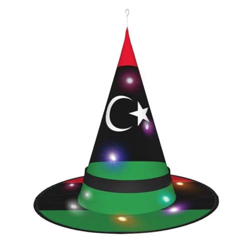 Hexenhut mit libyscher Flagge für Erwachsene, Hexenhüte, Halloween-Dekoration, Hexenhüte, perfekt für Halloween-Dekorationen von Lxqlss