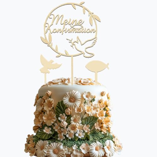 3 Stück Cake Topper Taufe Holz, Tortendeko Taufe Tortenstecker Kuchen Topper für Junge Mädchen Taufe Deko von Lxtness