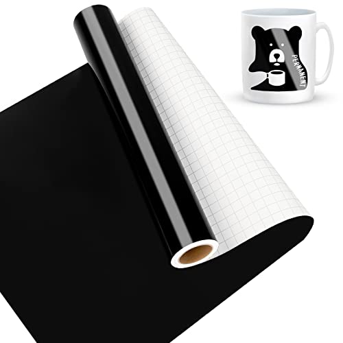 Lya Vinyl Glänzend Schwarz Vinylfolie Plotter, Selbstklebend Plotterfolie für Cricut – 30,5 cmx 4,6 m, Schwarz Plotterfolie, Selbstklebende Folie für Cricut, Silhouette Cameo 4 von Lya Vinyl