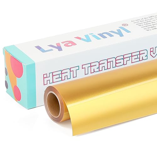 Lya Vinyl Plotterfolie Textil, 30,5 × 305cm Strahlendes Gold Flexfolie Plotter Textil für Cricut und Silhouette Cameo, Textilfolie Plotter für DIY Stoff und Shirt von Lya Vinyl