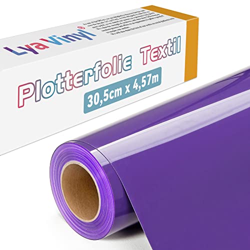 Lya Vinyl Plotterfolie Textil, 30,5 × 457,5cm Lila Flexfolie Plotter Textil für Cricut und Silhouette Cameo, Textilfolie Plotter für DIY Stoff und Shirt von Lya Vinyl