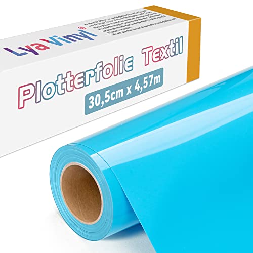 Lya Vinyl Plotterfolie Textil, 30,5 × 457,5cm See Blau Flexfolie Plotter Textil für Cricut und Silhouette Cameo, Textilfolie Plotter für DIY Stoff und Shirt von Lya Vinyl