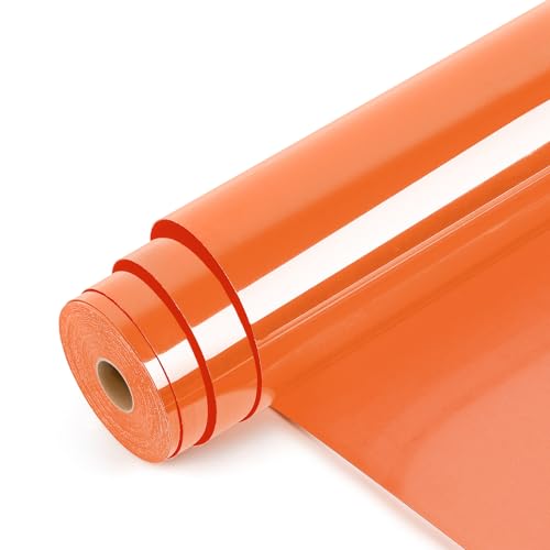 Lya Vinyl Plotterfolie Textil,30.5cm x 600cm Flexfolie Plotter Textil für Cricut und Silhouette Cameo,Wärmetransfer-Vinyl für Textilien,Iron on folie für DIY Stoff und Shirt(Orange) von Lya Vinyl