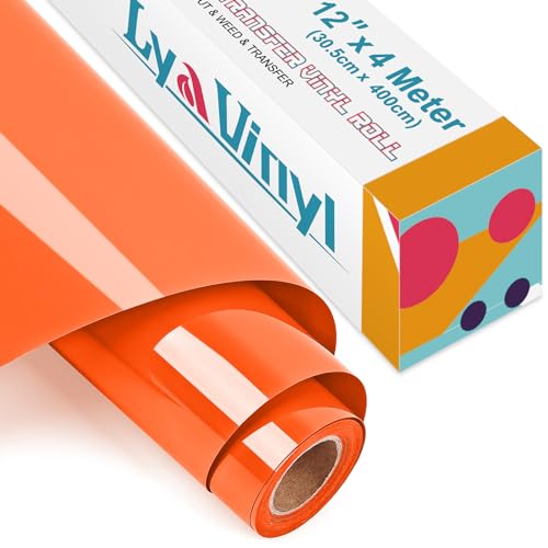 Lya Vinyl Plotterfolie Textil 30.5cm × 4m PU Flexfolie Plotter Textil für Cricut und Silhouette Cameo, Verwendet in Textilien Transferfolie zum Aufbügeln für DIY T-Shirt, Stoffe (Hell orange) von Lya Vinyl