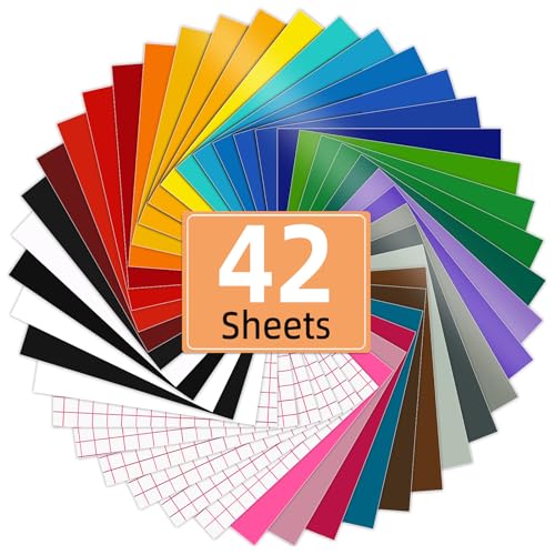 Lya Vinyl Vinylfolie Plotter 30.5x20.5cm Selbstklebende Folie, Pack of 42 Sheets Plotterfolie Vinyl für Cricut,Silhouette Cameo und Anderen Bastelschneidern von Lya Vinyl