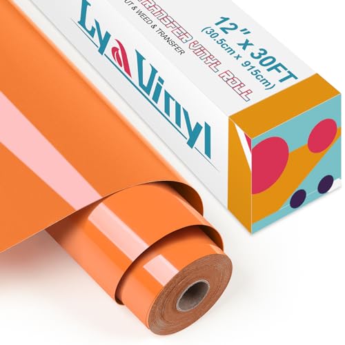 Lya Vinyl-Wärmetransfer-Vinyl, 30,5 x 9,1 m, orangefarbene Vinyl-Rolle zum Aufbügeln für Cricut, Silhouette Cameo, Premium-HTV für selbstgemachte Kleidung, Taschen, Schuhe und ande von Lya Vinyl