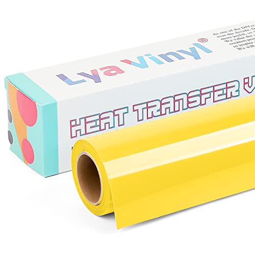 Yellow Heat Transfer Vinyl - Lya Vinyl 30,5 cm x 3 m Gelb zum Aufbügeln auf Vinyl Rolle für Cricut, Silhouette Cameo, Premium HTV für DIY Kleidung, Taschen, Schuhe und andere Textilien von Lya Vinyl