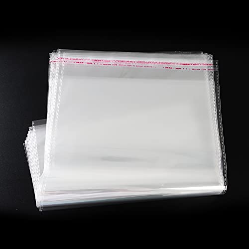 Lyaor 50 Stück A4 Format 22x31cm OPP Tütchen Selbstklebend Plastiktüten Cellophantüten Groß Flachbeutel Transparent Weihnachten Tüten Klar Zellophantüten für Verpackung Magazin Dokumente T-Shirt von Lyaor