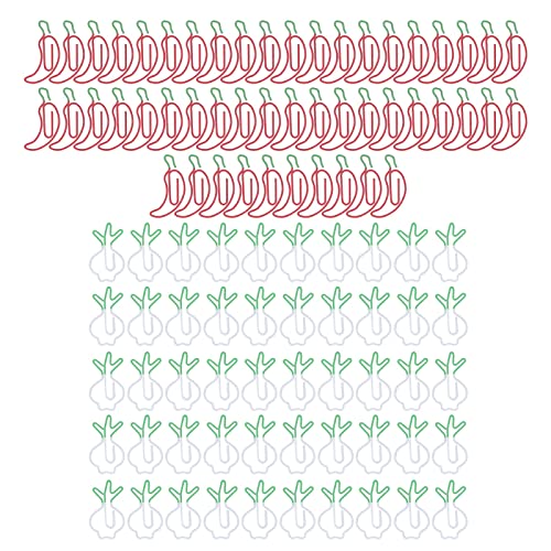 Lybunair 100 Stück Büroklammern, Chili-Rettich, starkes Metall, exquisite Farbe, vielseitig einsetzbar, niedliche Klammer für Büro, Schule, Zuhause von Lybunair