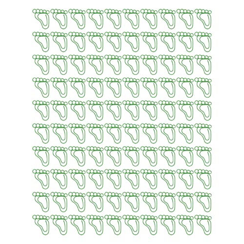 Lybunair 100 Stück Büroklammern in Fußform, rutschfest, farbecht, niedliches Aussehen für Büro, Schule, Zuhause (Green) von Lybunair