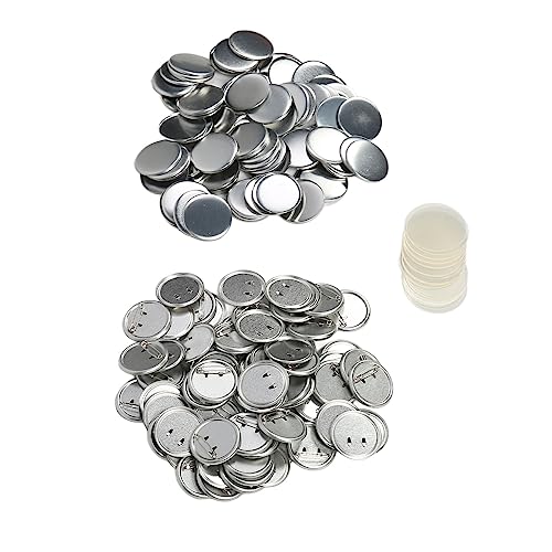 Lybunair Blanko-Knopf-Abzeichen-Teile-Set, runde Metallnadel-Rückseite für Knopfherstellungsmaschine, 100 Sets (44MM) von Lybunair