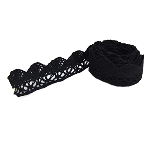 Lybunair Eleganter Baumwoll-Spitzenbandbesatz, 2 cm breit, 20 Yards für Vorhänge, Kleidung, Tischdecken, Geschenkpakete, DIY-Handwerk (Black) von Lybunair