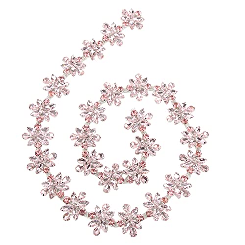 Lybunair Glänzende, exquisite Strass-Kettenapplikation, 3,5 cm breit, Blumentyp für Hochzeitsfeier (Pink Marquise + Water Drop Flower Diamond Chain) von Lybunair