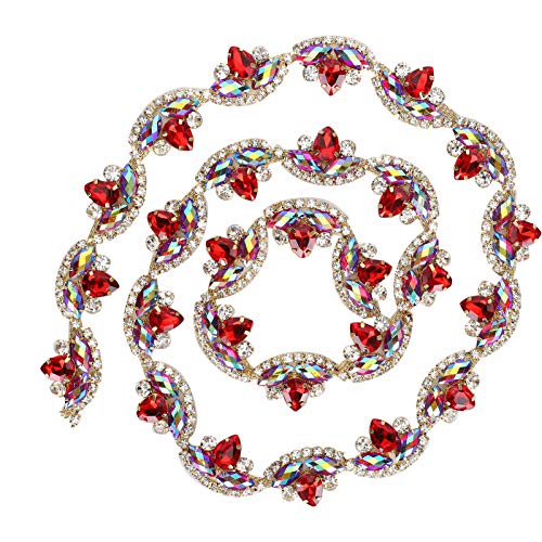 Lybunair Kristallbesatz, dekoratives Nähen, Basteln, künstliche Diamantkette, Applikationsgürtel für Hochzeitsdekoration (Cadena de diamantes rojos de 2,5 cm de ancho.) von Lybunair