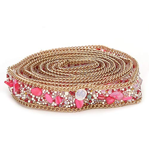 Lybunair Strass-Kiesbandkette, Dekorationszubehör für Kleidung und Schuhe, 1,5 cm Breite (Red) von Lybunair