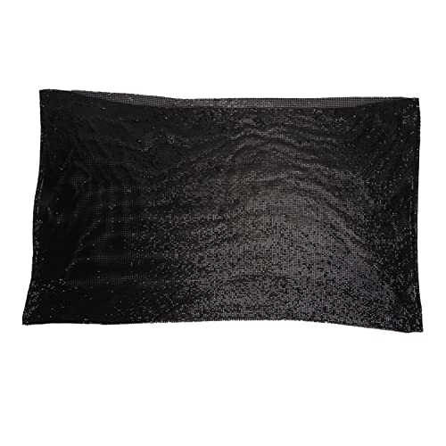 Lybunair Strass-Stoff, glänzend, exquisites Metall, Pailletten, Netz, flexibles Aluminiumblech, 45 x 150 cm, Schwarz von Lybunair