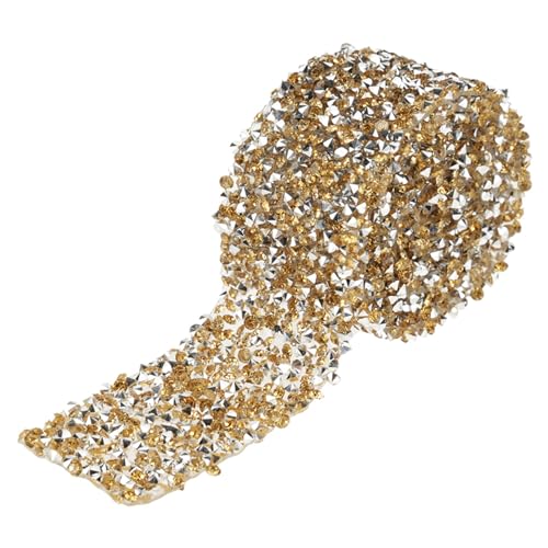 Lybunair glitzernde Kristall-Strass-Mesh-Wickelrolle, Diamantband, Hochzeitsdekoration (crystal yellow) von Lybunair