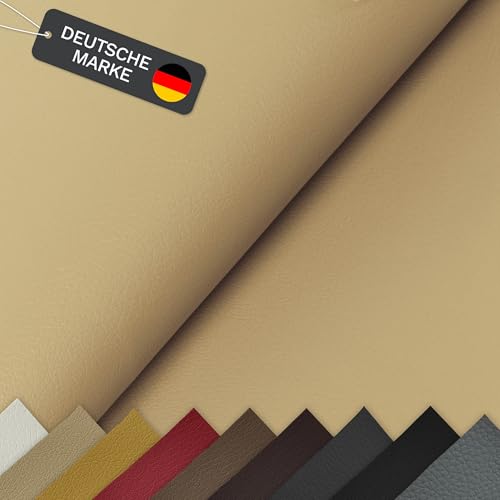 Lycce Kunstleder Meterware soft | 68.000 Scheuertouren | 1 lfm x 1,40 m breiter Polsterstoff für versch. DIY Projekte, als Möbelstoff & zur Reparatur | hohe Lichtechtheit | 430 g/m² (beige) von Lycce