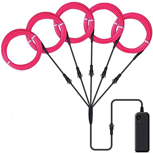 Lychee Flexibel 5x1 m Neon Beleuchtung Draht Lichtschlauch Leuchtschnur EL Kabel Wire mit 3 Modis für Partybeleuchtung(Pink) von Lychee