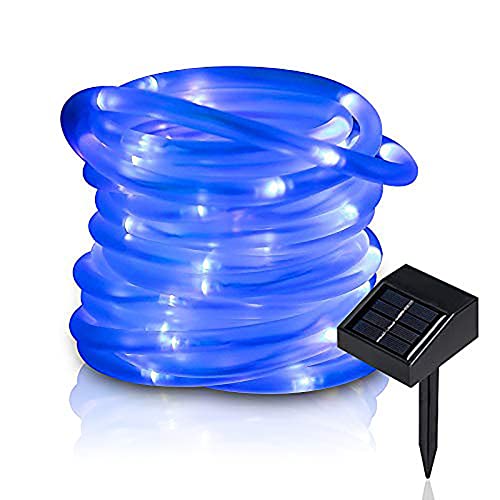 Lychee Solar Lichterkette für den Außenbereich, 16,5 Fuß, 50 LEDs, wasserdichte Solarstrom Lichterkette mit Licht, Outdoor Lichterkette, ideal für Zuhause, Garten, Party (blau) von Lychee