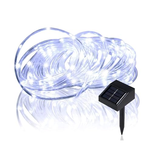 Lychee Solar Lichterkette für den Außenbereich, 16,5 Fuß, 50 LEDs, wasserdichte Solarstrom Lichterkette mit Licht, Outdoor Lichterkette, ideal für Zuhause, Garten, Party (weiß) von Lychee