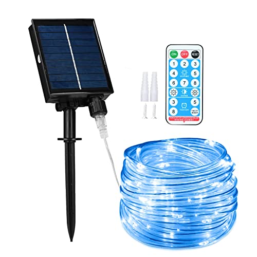 Lychee Solar betriebene Outdoor Seil-Licht, 66ft 200LED 8 Modi IP65 wasserdicht große Powered Tube, Fernbedienung Timer String Lichter für Urlaub Weihnachten Party Dekoration (Blau) von Lychee