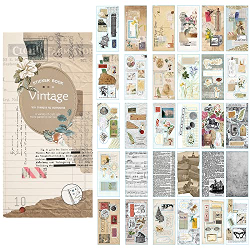 30 Blatt Scrapbooking Sticker, Lychii Aufkleber Fotoalbum DIY Dekoration DIY Tagebuch Album Stick Label Scrapbooking Stickers, Kollektion für Bastler, verschönert Journals, Planer und Karten (Vintage) von Lychii