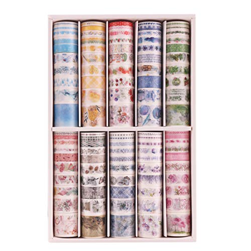 Lychii 100 Rollen Washi Tape Set, Dekoratives Klebeband, Kollektion für Bastler, verschönert Journals, Planer, Karten und Scrapbooking von Lychii