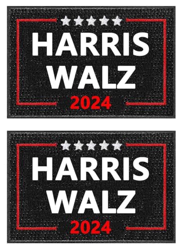 Harris Walz 2024 Kamala Harris Tim Walz für Präsident VP Patch Stickerei Militär Hakenverschluss Patch für Mützen Taschen Westen Militäruniformen 2 Stück von Lymhy