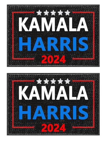 Kamala Harris 2024 Präsident Wahlkampagne Patch Stickerei Militär Hakenverschluss Patch für Mützen Taschen Westen Militäruniformen 2 Stück von Lymhy