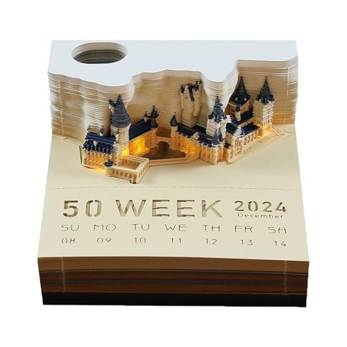 Lyoveu 3D Kalender Abreißen 2024，zeitmesskalender 3D，3D Calendar 2024，omishiroi Calendar，Artsy Pads，tischkalender，3D Notizblock Papier Schnitzen Geschenk Home Desktop Dekoration von Lyoveu