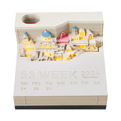 Lyoveu 3D Kalender Abreißen 2024，zeitmesskalender 3D，3D Calendar 2024，omishiroi Calendar，Artsy Pads，tischkalender，3D Notizblock Papier Schnitzen Geschenk Home Desktop Dekoration von Lyoveu