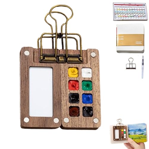 Pocket Artist Watercolour Travel Set，mini Watercolour Paint Set Travel，travel Watercolour Set，pocket Watercolour Set，tiny Painting Set，watercolour Paint Palette，8 Grids Wooden Travel Paint Palette von Lyoveu