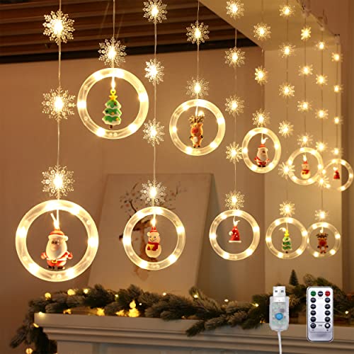 Lypumso Led Lichterkette Weihnachten, 3M 120LEDs Lichtervorhang, 8 Modi Weihnachtsbeleuchtung Fenster mit Fernbedienung/Timer USB IP44, Ideal für Weihnachtsdeko, Fenster, Party, Balkon, Garten von Lypumso